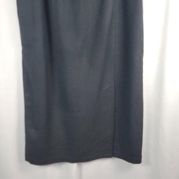 Vintage Summit Hill Black Wool Midi Skirt Women's Size 16 Front Slit Long Length - Picture 3 of 12